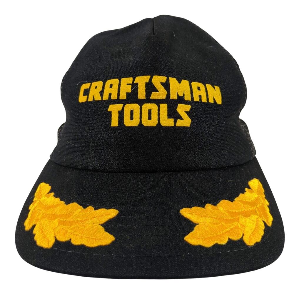 Vintage Craftsman Tools Trucker Hat Snapback Scrambled Eggs USA Black Yellow